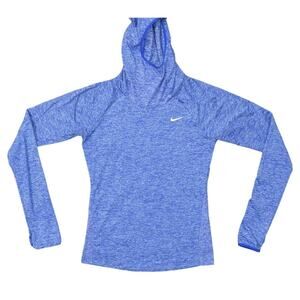 Nike Dri Fit Blue Pullover Sweatshirt XS Polyester Women's High Neck Long Sleeve